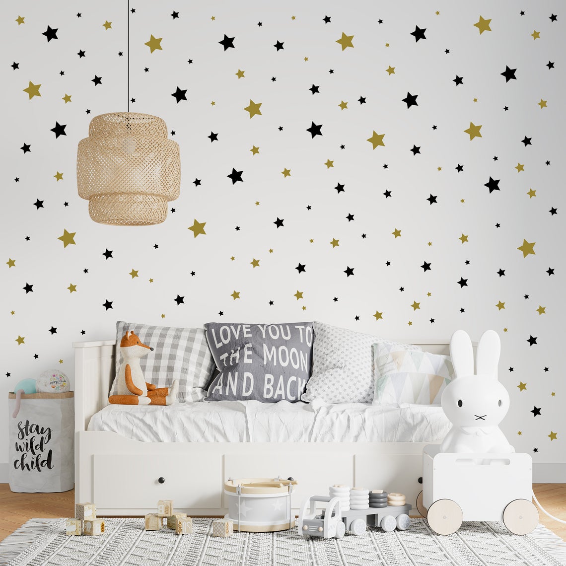 Baby Nursery Furniture - การ์ตูน 65 ชิ้น Star สติ๊กเกอร์ติดผนังเด็กทารกเด็ก Nordic