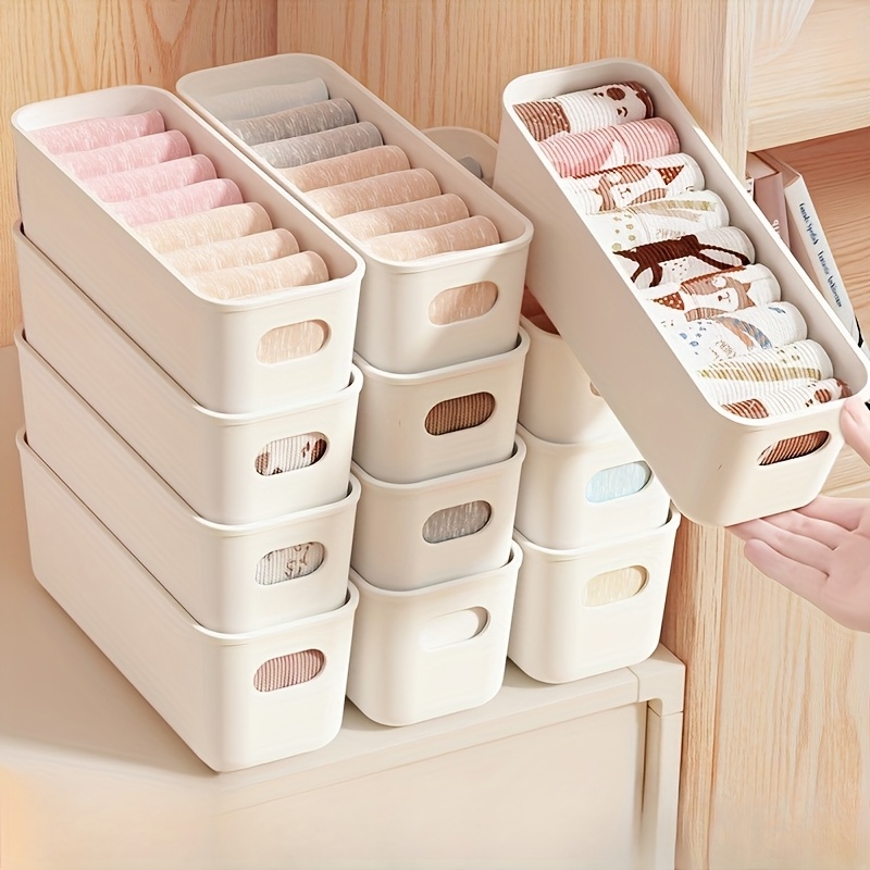 Drawer Dresser White - กล่องเก็บของพลาสติกสีขาว 4 ชิ้น - เหมาะสำหรับลิ้นชัก ชั้นวาง
