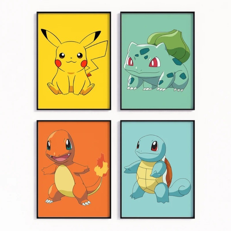 Baby Nursery Hanging Decor - การ์ตูนอะนิเมะโปสเตอร์ Pokemon Pokémon Pikachu สีน้ํา Art