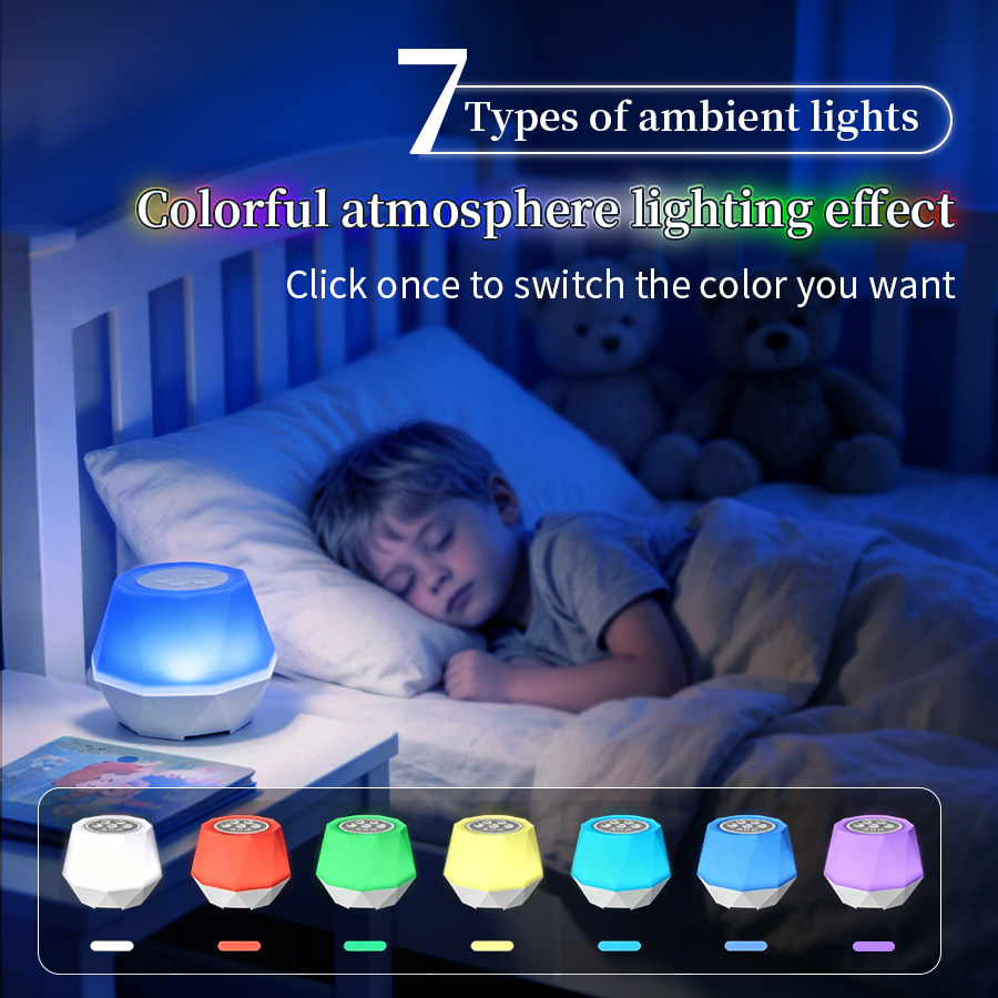 Baby Nursery Colors - ไฟกลางคืน 7 สี พร้อมฟังก์ชั่นเสียงสีขาว ช่วยให้เด็กหลับสบาย มีเสียงธรรมชาติ