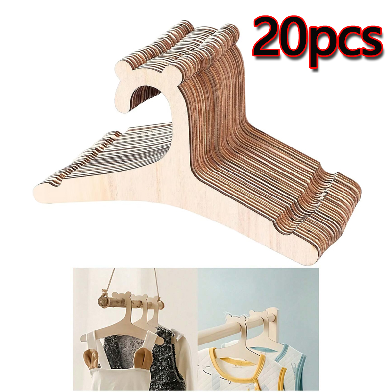 Baby Nursery Uniform - 5/10/20/50pcs เสื้อผ้าเด็ก Rack หมีน่ารักไม้เด็กแขวนเสื้อผ้าบ้านสาวเจ้าหญิง Room Nursery
