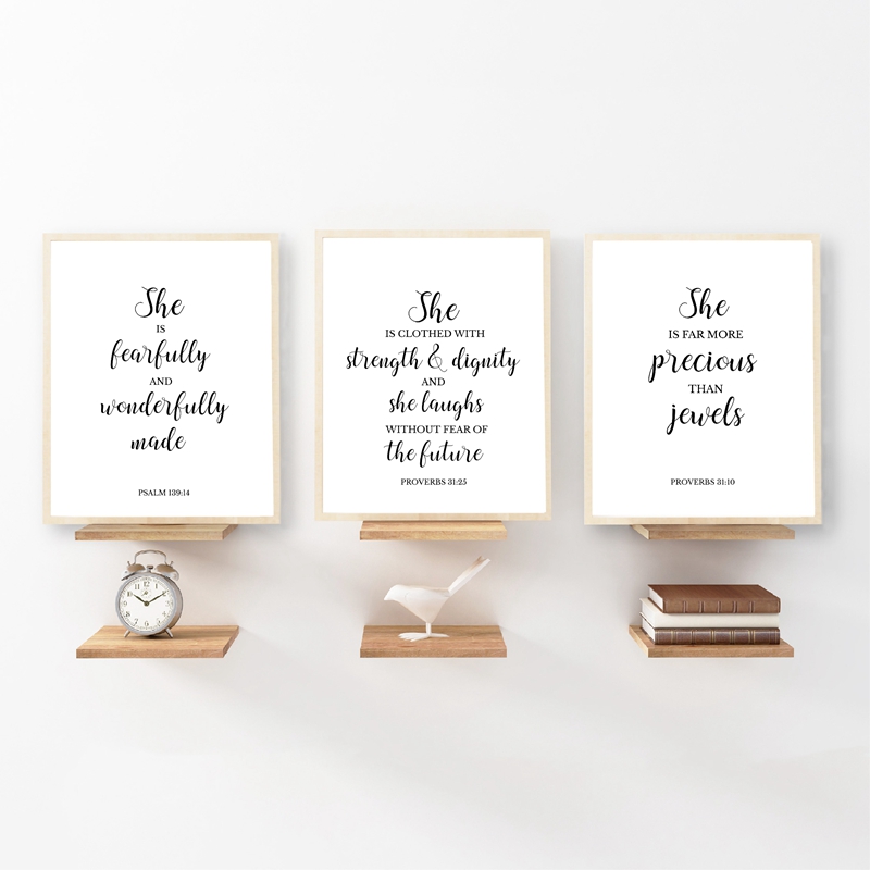 Baby Nursery Letters - ข้อพระคัมภีร์อ้างคริสเตียนWall Artภาพวาดผ้าใบพระคัมภีร์สดุดีโปสเตอร์และพิมพ์ภาพเด็กสาวเนอสเซอรี่Art Wall Decor