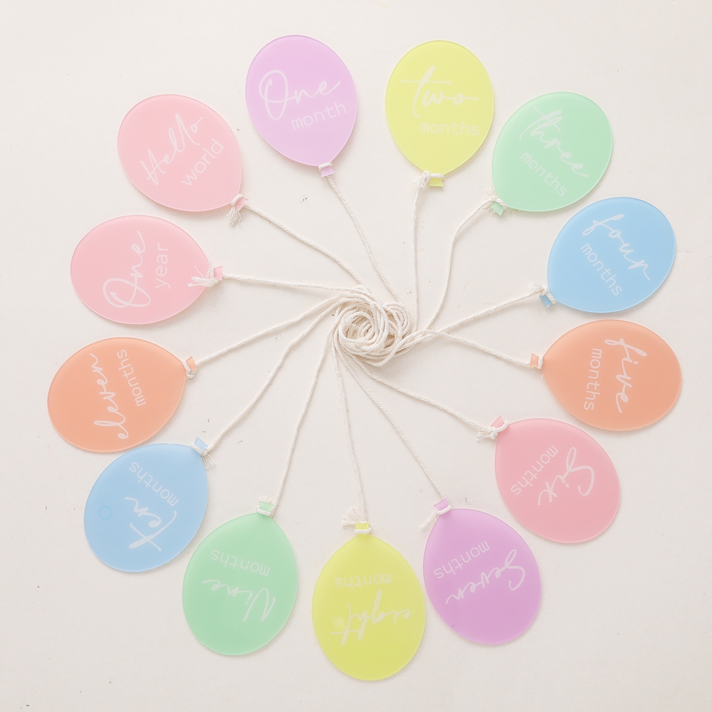 Baby Nursery Age - ชุดลูกโป่งอะคริลิคสำหรับบันทึกความทรงจำเด็ก 13 ชิ้น, อุปกรณ์ถ่ายภาพเด็กอายุ 1-11 เดือน,