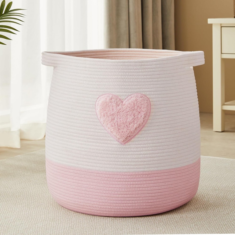Baby Nursery Girl Room - สีชมพูตะกร้าซักผ้า Hamper สําหรับเด็กผู้หญิงผ้าห่มตะกร้าสีชมพูเด็กทารก Hamper สําหรับห้องนอนขนาดใหญ่