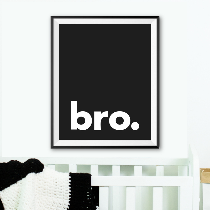 Baby Nursery Letters - Bro. พิมพ์ Minimalist วิชาการพิมพ์โปสเตอร์ Black White
