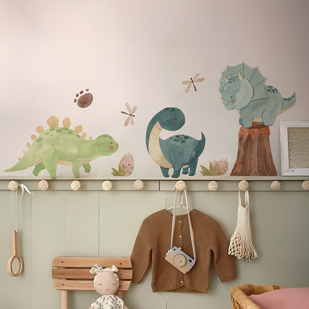 Baby Nursery Girl Room - สติ๊กเกอร์ติดผนังรูปไดโนเสาร์สติกเกอร์ผนังตัวอักษรไดโนเสาร์เครื่องตกแต่งฝาผนังสำหรับเด็กผู้ชายเด็กเล็กเด็กผู้หญิงสถานที่เลี้ยงเด็กเด็กทารกห้องนอนห้องนั่งเล่นห้องเรียน