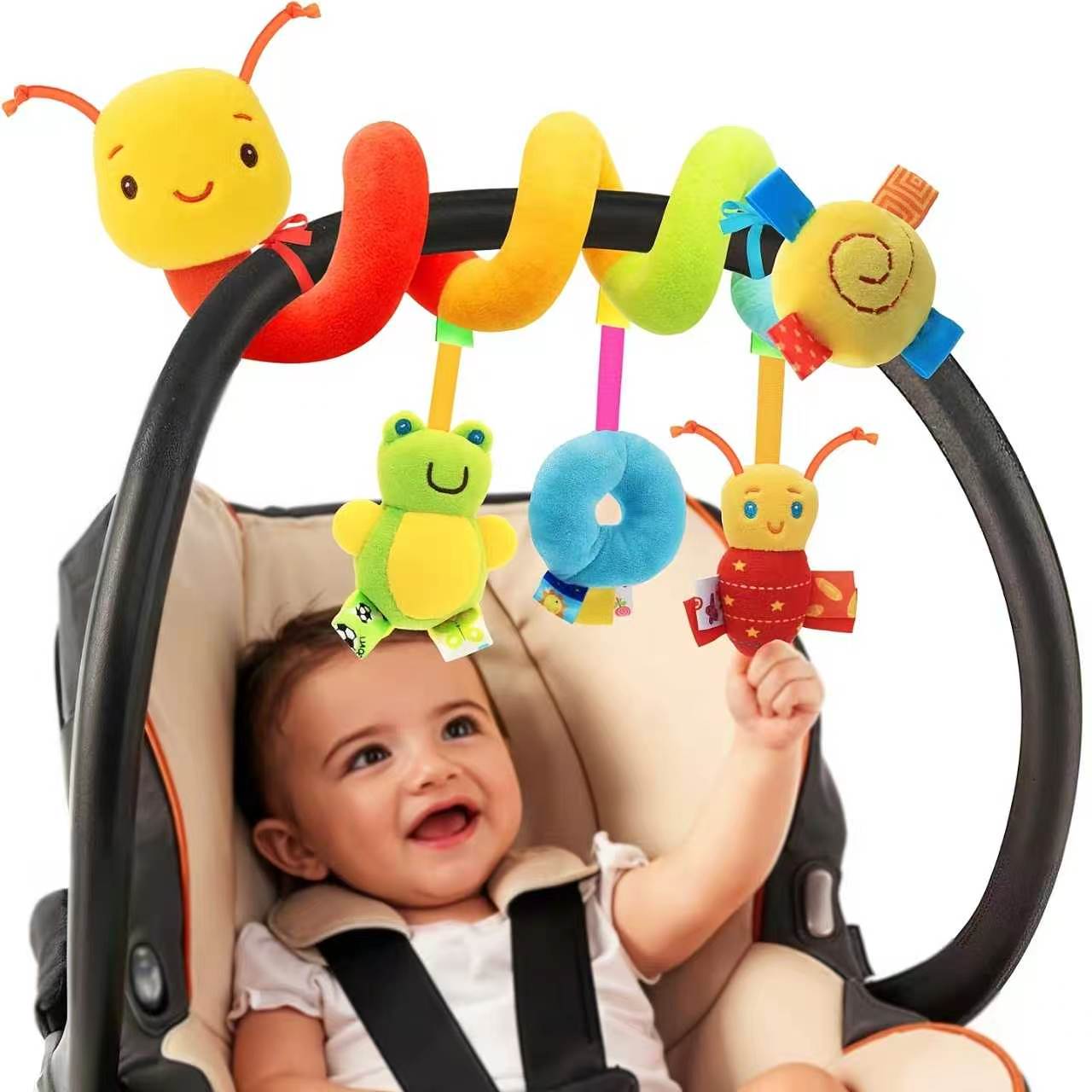 Baby Nursery Hanging Decor - ของเล่นแขวนรูปผึ้งน่ารักสำหรับโมบายเปลเด็กและตกแต่งรถยนต์ ตุ๊กตาสัตว์นุ่มนิ่มสำหรับแขวนเตียงเด็ก พร้อมกระดิ่งนิรภัย สำหรับเด็กทารกและเด็กเล็ก
