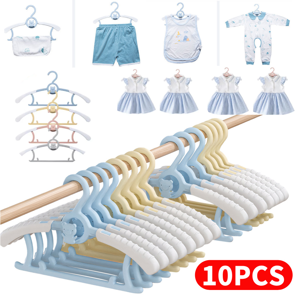 Baby Nursery Uniform - ไม้แขวนเสื้อเด็กแบบยืดได้ 10 ชิ้น สำหรับตู้เสื้อผ้าเด็ก ราวตากผ้าเด็ก ไม้แขวนกางเกงเด็ก