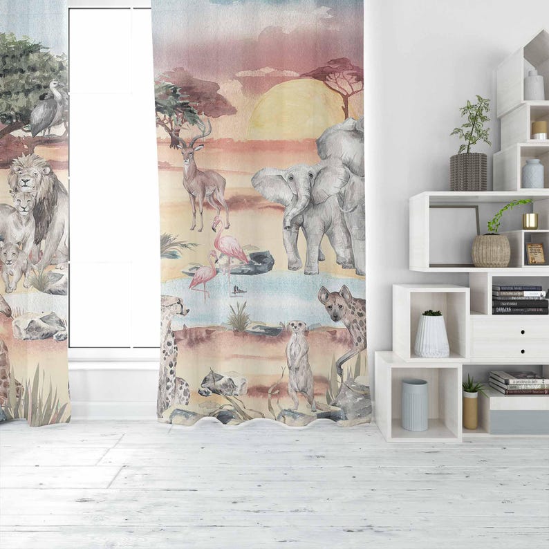 ผ้าม่านลายสัตว์ซาฟารีสำหรับห้อ - Baby Nursery Curtains บทวิจารณ์และราคา