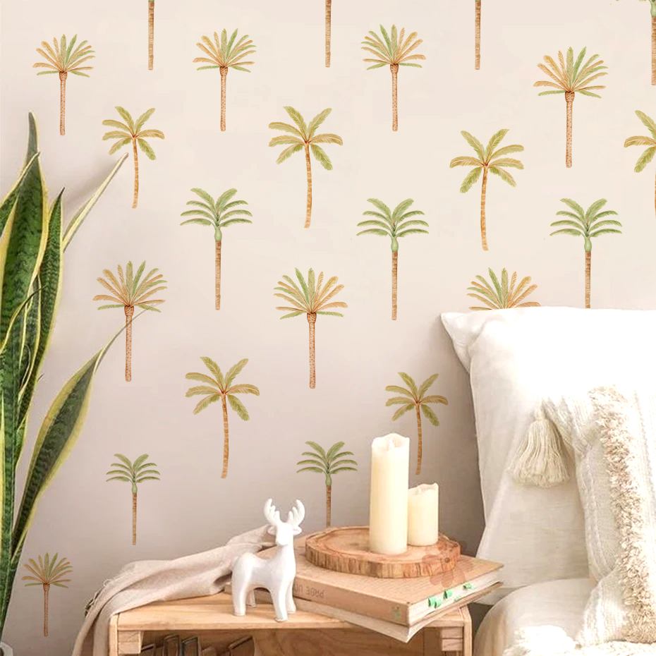Boho สติกเกอร์ติดผนังต้นมะพร้า - Baby Nursery Girl Room บทวิจารณ์และราคา
