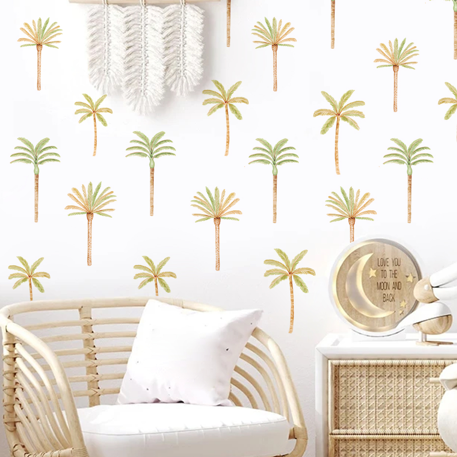 Boho สติกเกอร์ติดผนังต้นมะพร้า - Baby Nursery Girl Room บทวิจารณ์และราคา