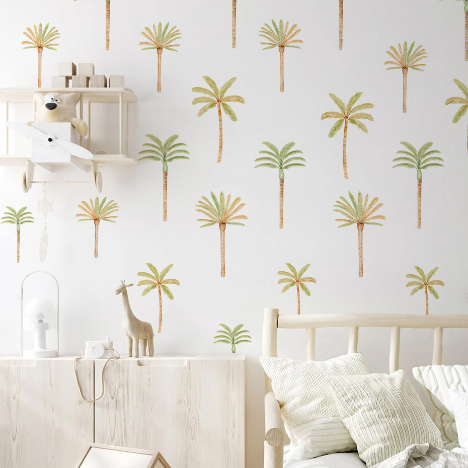Boho สติกเกอร์ติดผนังต้นมะพร้า - Baby Nursery Girl Room บทวิจารณ์และราคา
