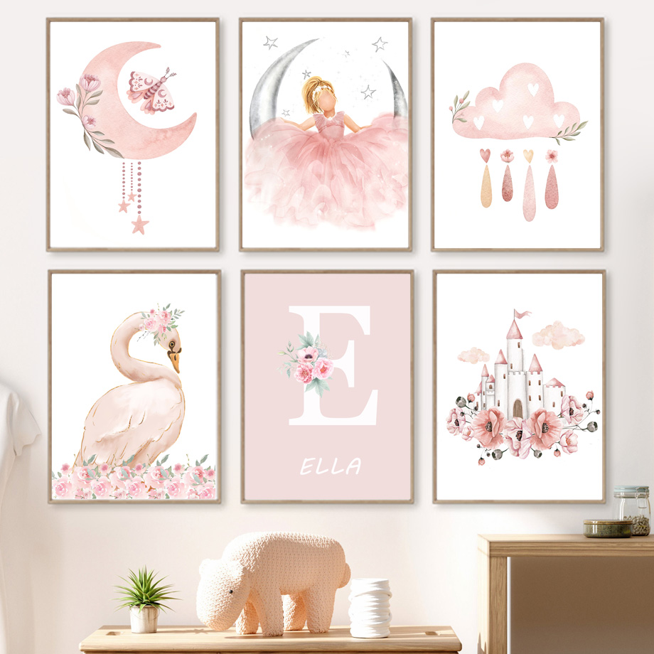 Pink Angel Girl Sun Moon Cloud - Baby Nursery Girl Room บทวิจารณ์และราคา