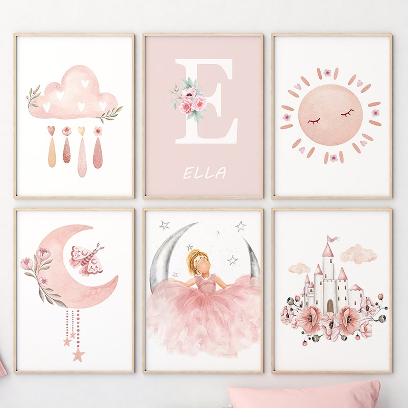 Pink Angel Girl Sun Moon Cloud - Baby Nursery Girl Room บทวิจารณ์และราคา