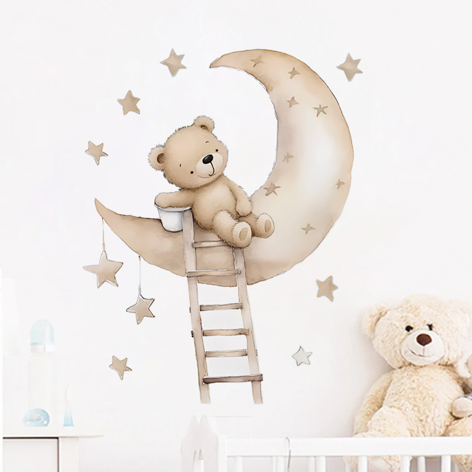 หมีน่ารัก Star Cloud สติ๊กเกอร - Baby Nursery Girl Room บทวิจารณ์และราคา