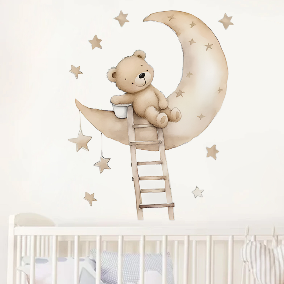 หมีน่ารัก Star Cloud สติ๊กเกอร - Baby Nursery Girl Room บทวิจารณ์และราคา