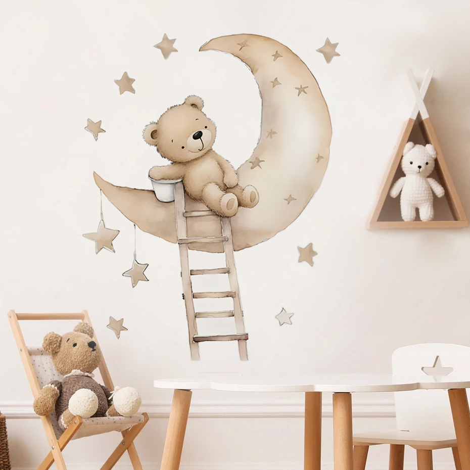หมีน่ารัก Star Cloud สติ๊กเกอร - Baby Nursery Girl Room บทวิจารณ์และราคา