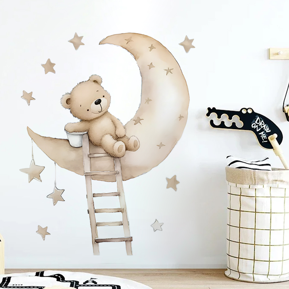 หมีน่ารัก Star Cloud สติ๊กเกอร - Baby Nursery Girl Room บทวิจารณ์และราคา