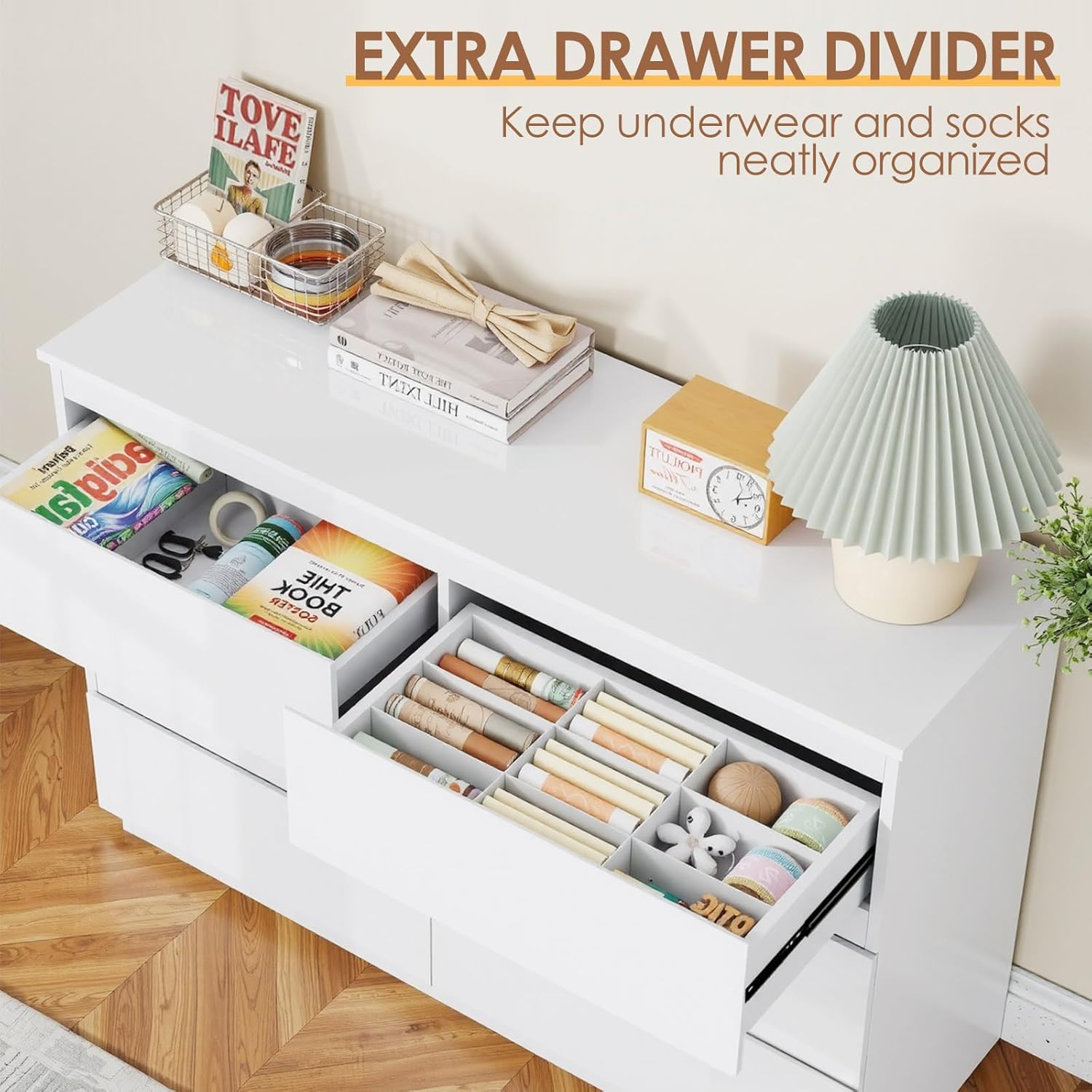 ตู้เสื้อผ้าไม้สีขาวสำหรับห้องน - Drawer Dresser White บทวิจารณ์และราคา