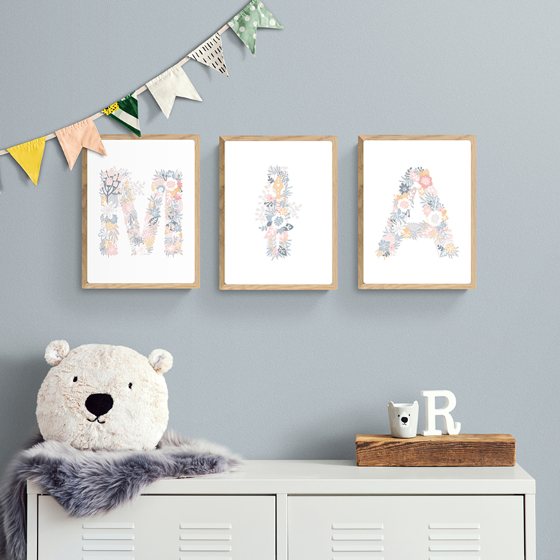 ภาพพิมพ์บนผ้าใบลายดอกไม้ ตัวอั - Baby Nursery Letters บทวิจารณ์และราคา