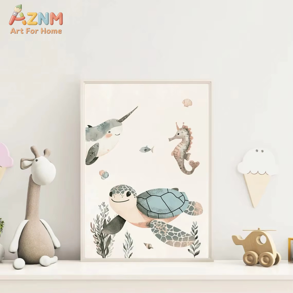 AZNM สีน้ำน่ารักสัตว์ทะเลศิลปะ - Animals Baby Nursery บทวิจารณ์และราคา