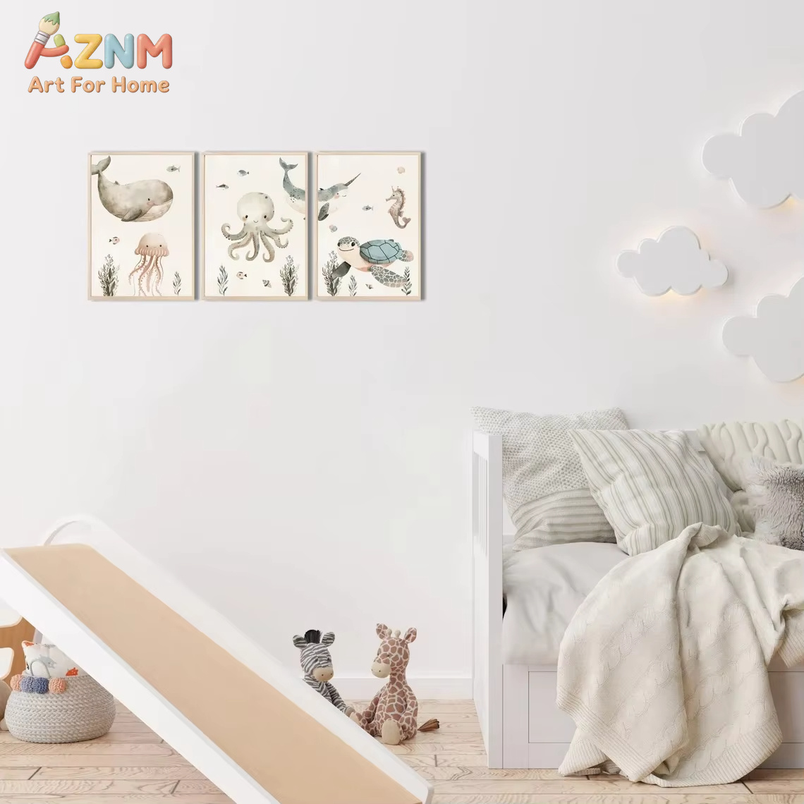 AZNM สีน้ำน่ารักสัตว์ทะเลศิลปะ - Animals Baby Nursery บทวิจารณ์และราคา