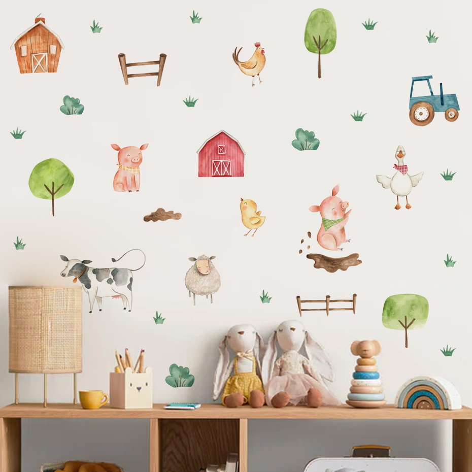 Boho ภาพสีน้ำน่ารักติดฟาร์มสัต - Baby Nursery Furniture บทวิจารณ์และราคา
