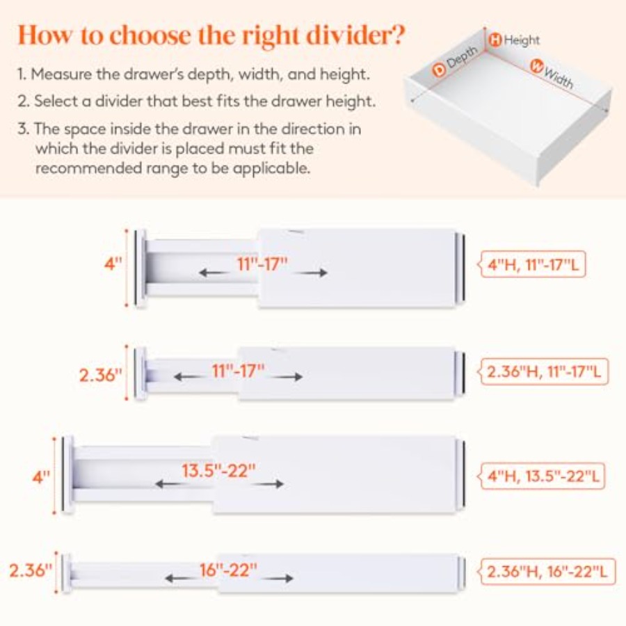 ชุด 4 ชิ้น ตัวแบ่งลิ้นชักสำหรั - Drawer Dresser White บทวิจารณ์และราคา