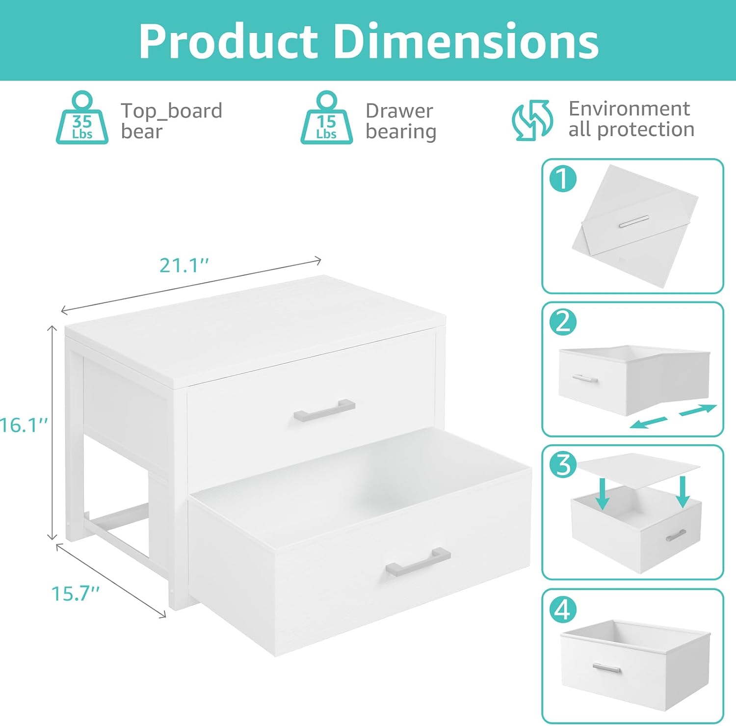 ตู้เก็บของแบบซ้อนกันได้ 2 ลิ้น - Drawer Dresser White บทวิจารณ์และราคา
