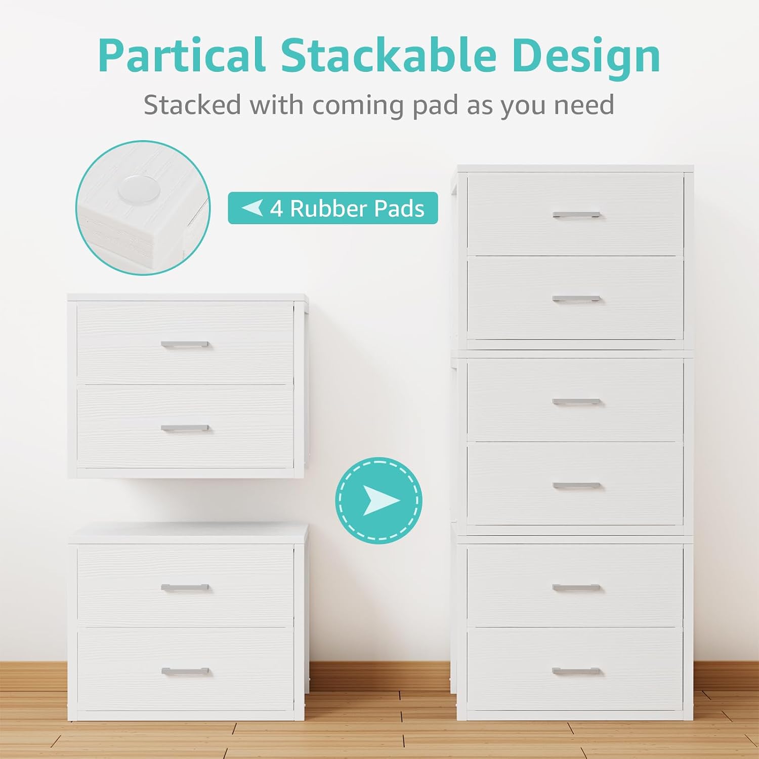 ตู้เก็บของแบบซ้อนกันได้ 2 ลิ้น - Drawer Dresser White บทวิจารณ์และราคา