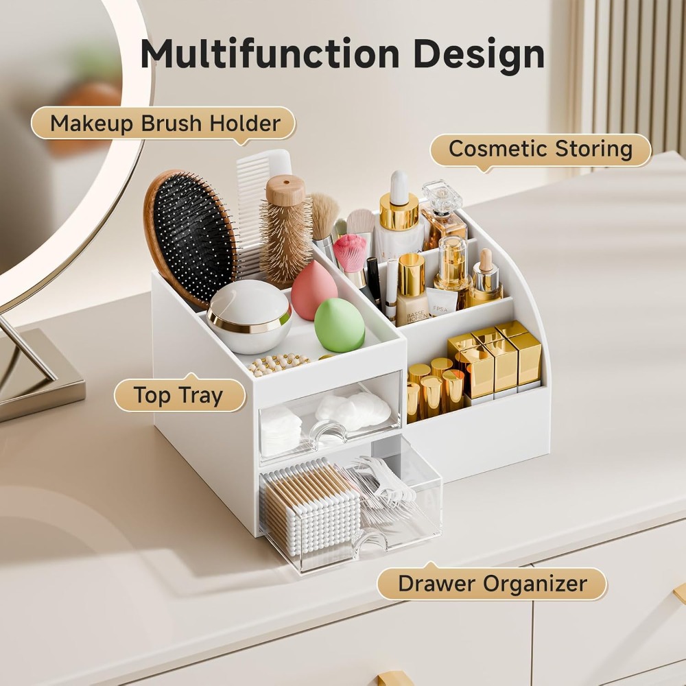 ที่จัดเก็บเครื่องสำอางพร้อมลิ้ - Drawer Dresser White บทวิจารณ์และราคา