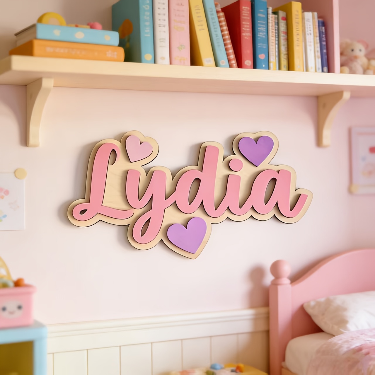 ป้ายชื่อรูปหัวใจไล่เฉดสีแบบปรั - Baby Nursery Hanging Decor บทวิจารณ์และราคา