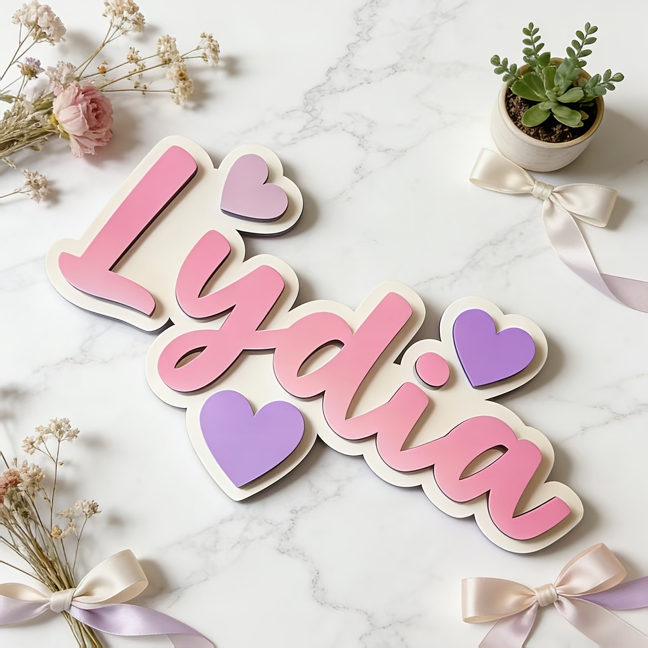 ป้ายชื่อรูปหัวใจไล่เฉดสีแบบปรั - Baby Nursery Hanging Decor บทวิจารณ์และราคา