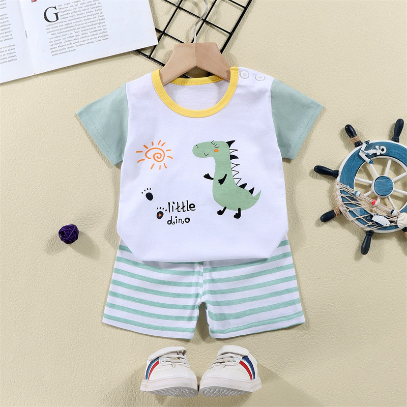 ผ้าฝ้ายTees + กางเกงขาสั้น 2 ช - Baby Nursery Ideas Boy บทวิจารณ์และราคา