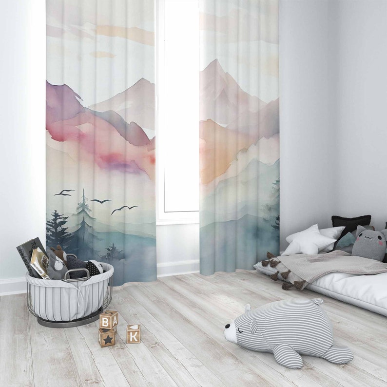 ม่านป่าภูเขา ม่านห้องนอนเด็ก ม - Baby Nursery Curtains บทวิจารณ์และราคา