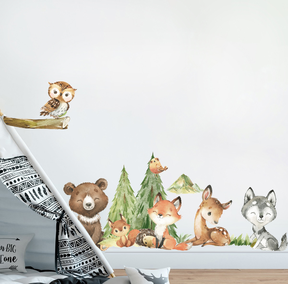 การ์ตูนสัตว์ป่าสติ๊กเกอร์ติดผน - Baby Nursery Panelling บทวิจารณ์และราคา