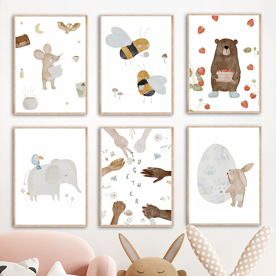 โปสเตอร์และภาพพิมพ์ลายสัตว์โบโ - Animals Baby Nursery บทวิจารณ์และราคา