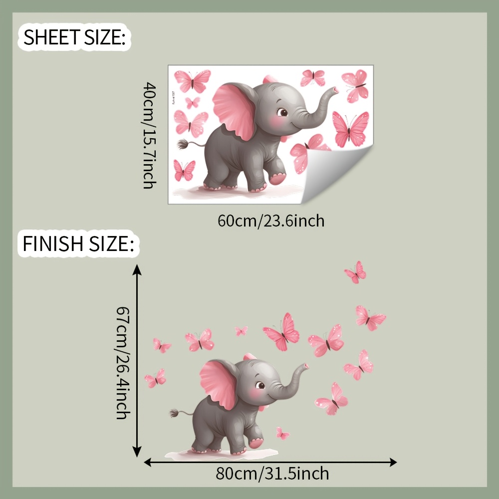 1 ชิ้น สติ๊กเกอร์ติดผนังลายช้า - Baby Nursery Elephant Theme บทวิจารณ์และราคา