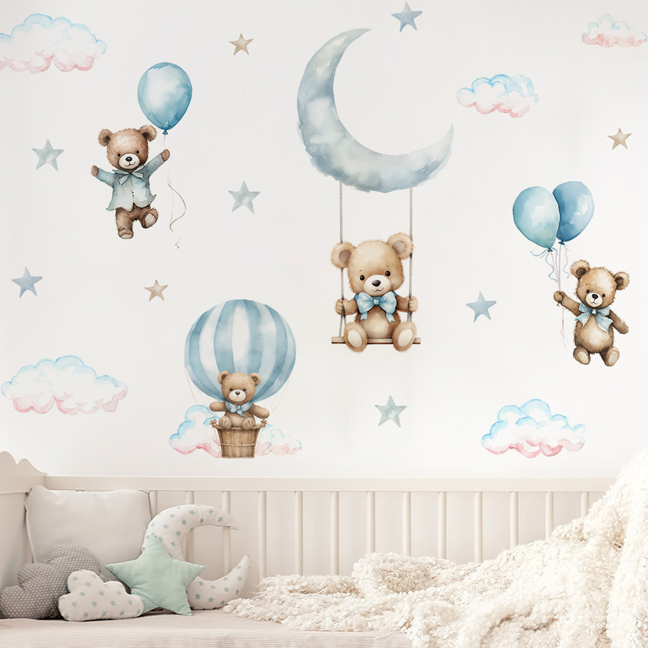 สีน้ําหมี Hot Air บอลลูน Cloud - Baby Nursery Furniture บทวิจารณ์และราคา