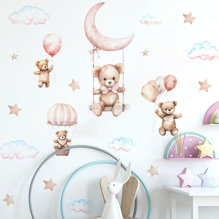 สีน้ําหมี Hot Air บอลลูน Cloud - Baby Nursery Furniture บทวิจารณ์และราคา