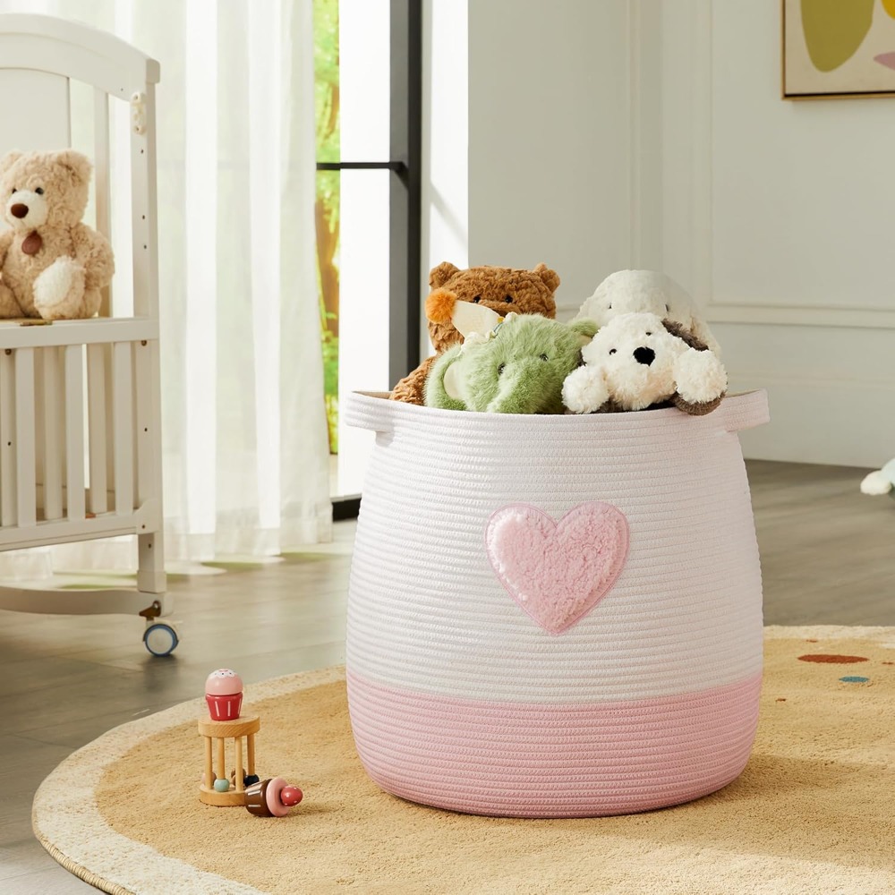 สีชมพูตะกร้าซักผ้า Hamper สําห - Baby Nursery Girl Room บทวิจารณ์และราคา