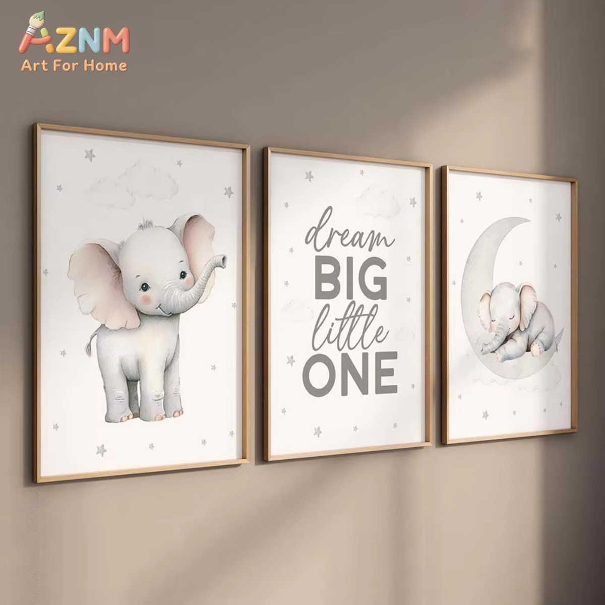 AZNM ชุดภาพพิมพ์ลายช้างสำหรับต - Baby Nursery Elephant Theme บทวิจารณ์และราคา