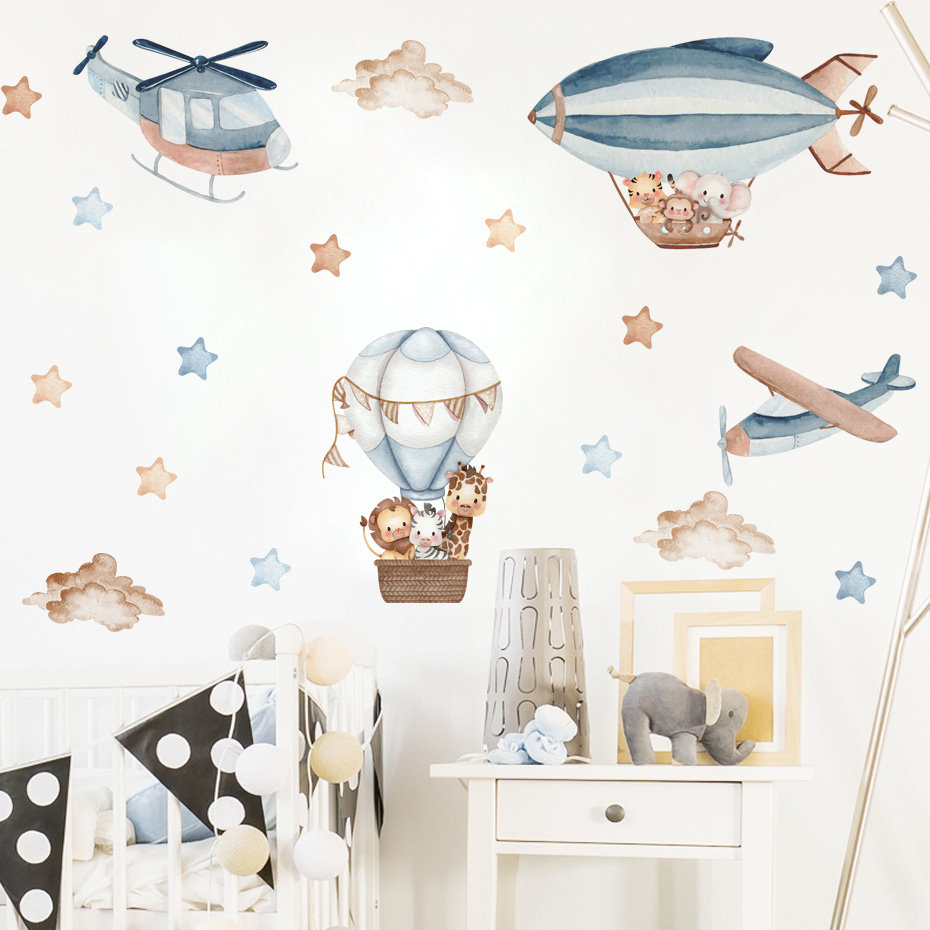 สีน้ําสัตว์ Hot Air บอลลูนเมฆส - Baby Nursery Furniture บทวิจารณ์และราคา