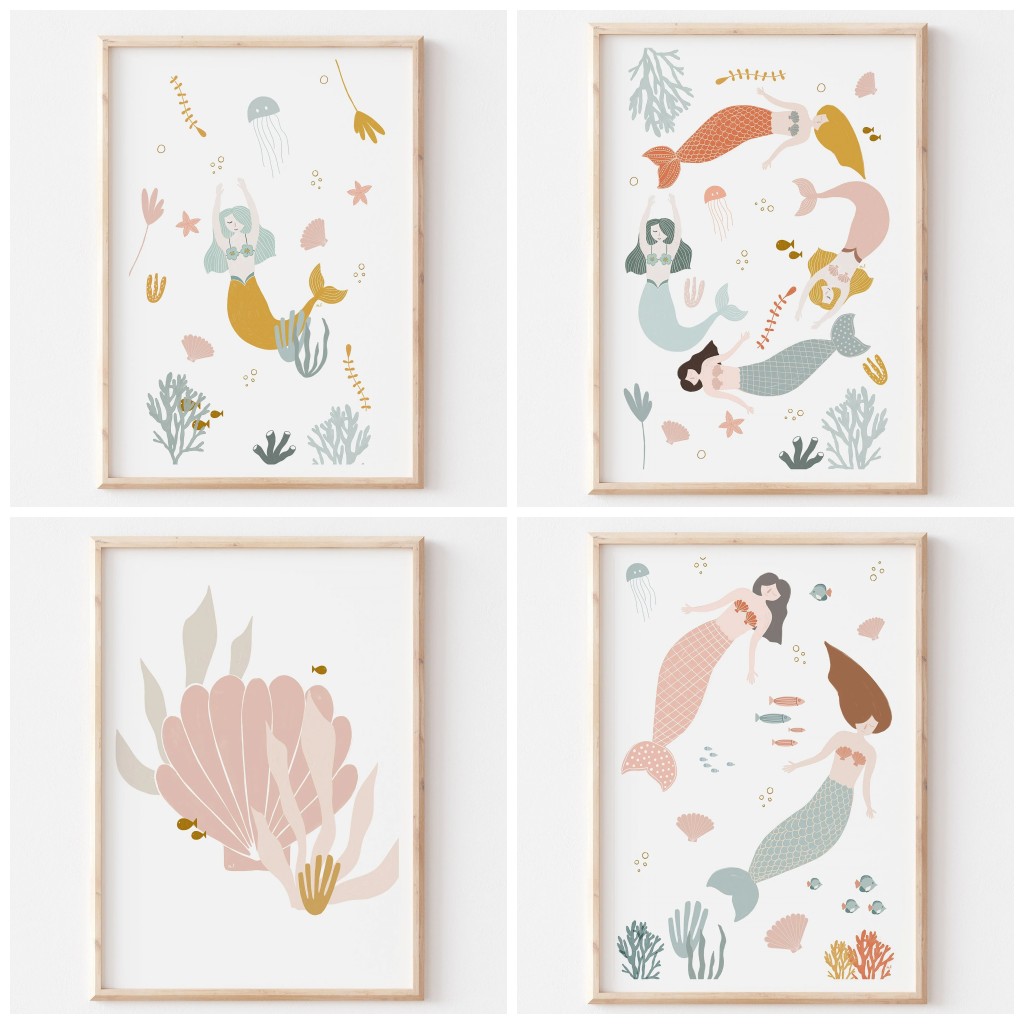 ภาพพิมพ์ตกแต่งผนังธีมมหาสมุทรส - Baby Nursery Themes บทวิจารณ์และราคา