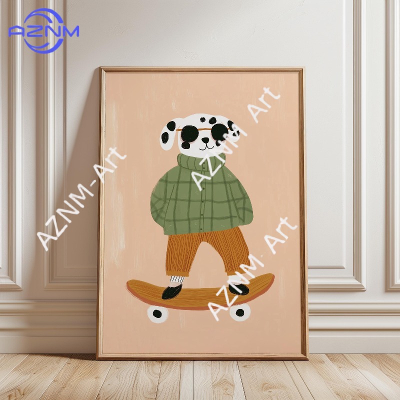 โปสเตอร์สัตว์ตลกเล่นสเก็ตบอร์ด - Baby Nursery Art บทวิจารณ์และราคา