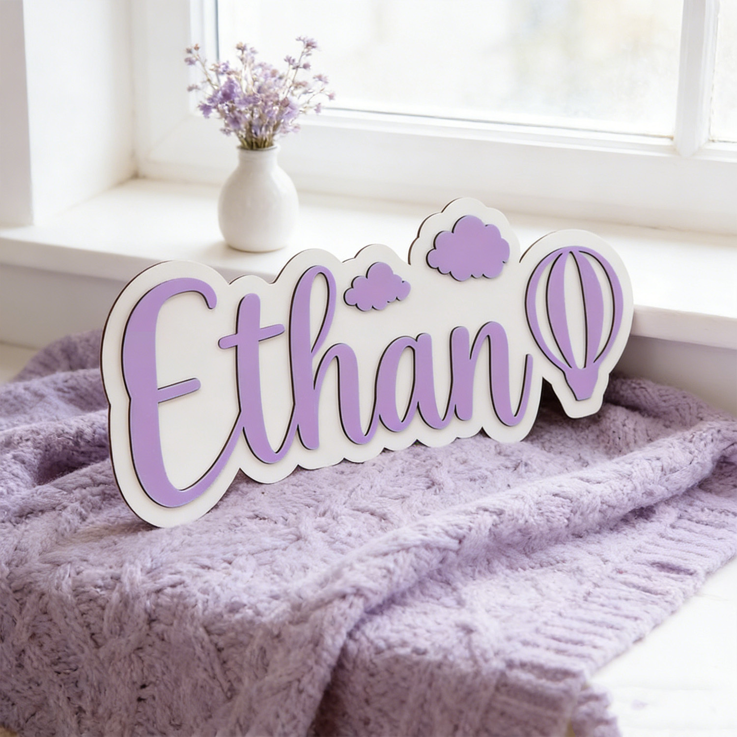 ป้ายชื่อห้องรูปบอลลูนลมร้อนและ - Baby Nursery Letters บทวิจารณ์และราคา