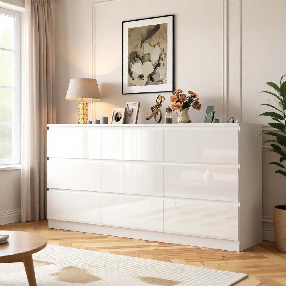 ตู้ลิ้นชักขนาดใหญ่ 70 นิ้ว 9 ล - Drawer Dresser White บทวิจารณ์และราคา