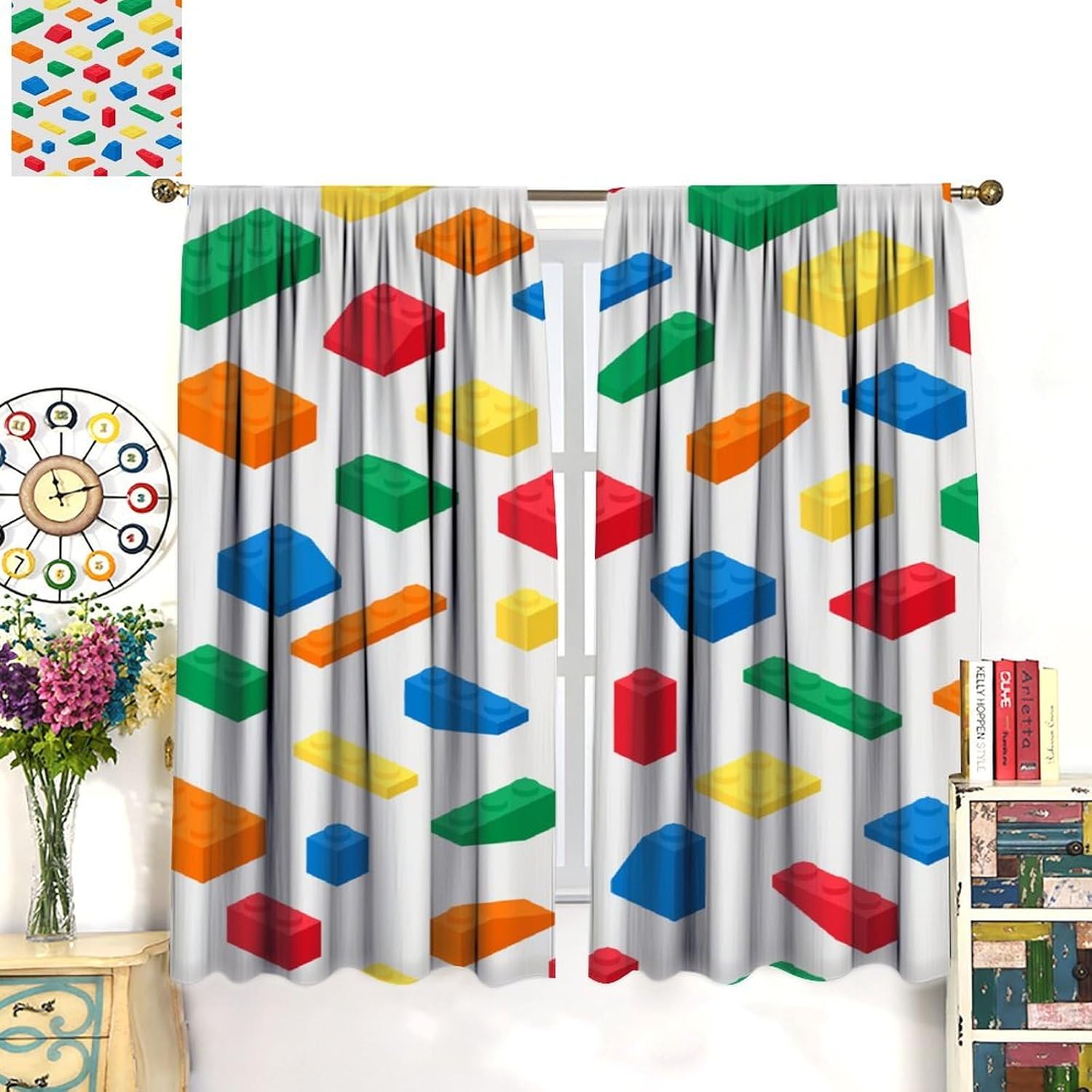 ม่านบล็อกตัวต่อสำหรับเด็ก ลายเ - Baby Nursery Curtains บทวิจารณ์และราคา