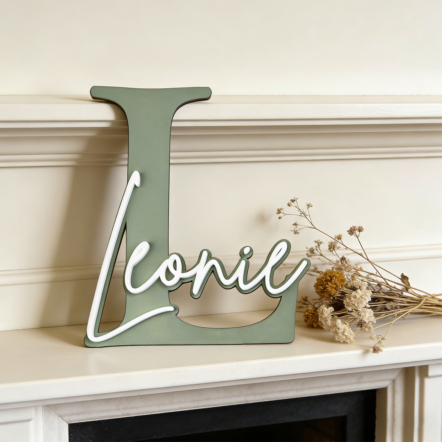 ป้ายไม้ตกแต่งชื่อแบบสองชั้น 1  - Baby Nursery Ornaments บทวิจารณ์และราคา