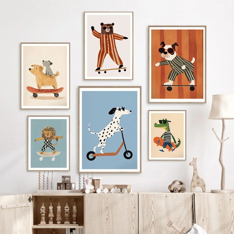 โปสเตอร์สัตว์ตลกๆ 1 ชิ้น ไม่มี - Animals Baby Nursery บทวิจารณ์และราคา